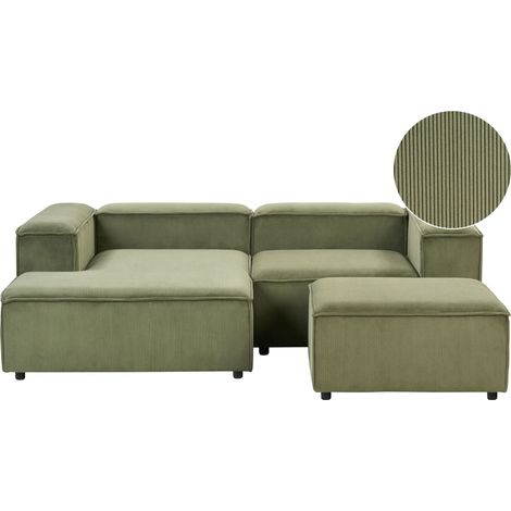 Modular Corner Sofa 3 Seater ARDAL Corduroy Green Right Hand