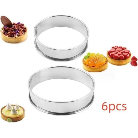 Cercle à pâtisserie - Inox - 6 pièces - Antiadhésif - 8cm et 10cm - Multi-usages (1/4)