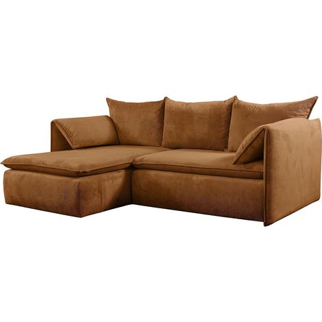 Divano letto in Velluto a coste Terracotta - Angolo a sinistra - TEODORA (1/4)