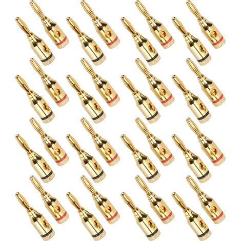 32 Prises Banane Enceinte Or Aluminium Alliage Vis Ouverte Universelle 12-18 AWG Lot Connecteurs Haut-Parleur Dorés (1/5)