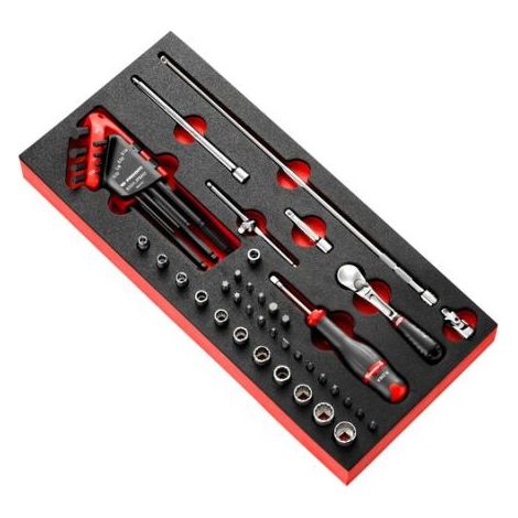 Facom – Coffret cliquet et douilles 3/16 – 9/32 pouces – 10 pièces – Pour écrous et boulons – Matériaux acier au chrome vanadium