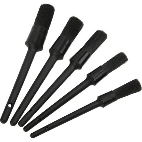 Set mit 5 Autoreinigungsbürsten für Innenraum, Außenbereich, Motor, Auspuff und Ledersitze (schwarz) (1/5)