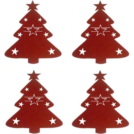 12 Pièces Porte-Couverts Sapin De Noël Titulaire D'Couverts Poche Coutellerie Sac De Vaisselle Décoration De Table Noël (1/4)