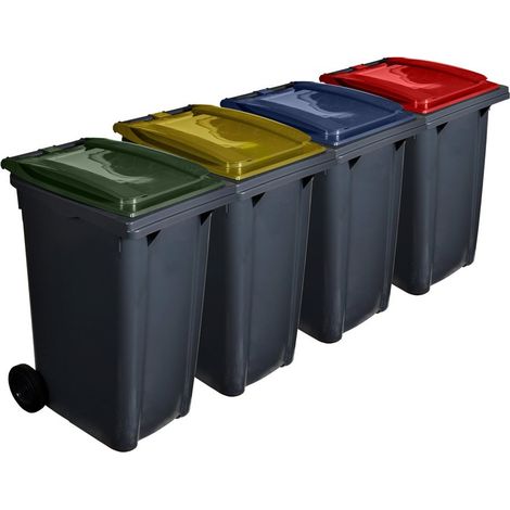 Contenedor de basura reciclables 240L 2 ruedas Ecodiseño Negro - COLOR: ROJO