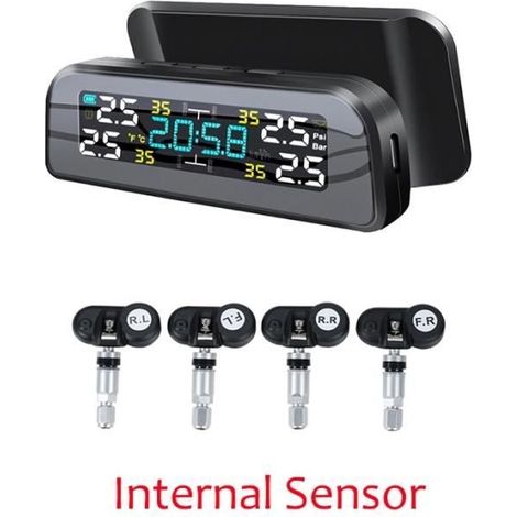 Capteur TPMS de pression,Internal Sensor Système de surveillance TPMS universel sans fil de la pression des pneus, à énergie solair (1/4)