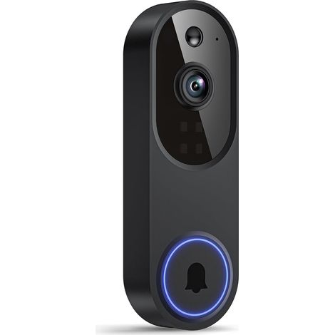 Sonnette vidéo sans fil, alimentée par batterie, avec intelligence artificielle, détection de personnes et de mouvements, vidéo 720p bidirectionnelle, vision nocturne et stockage cloud (vendu séparéme (1/5)