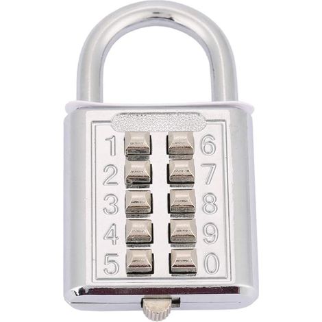 Serrure à Mot de Passe en Alliage de Zinc à 5 Chiffres, Combinaison de Code pour Porte D'école, Gymnase, Cadenas à Chiffres sans clé pour Casiers à Bagages, Argent (10 clés (1/5)