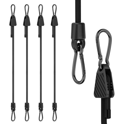 Lot de 4 Réglables Tendeurs en Latex, Réglables Tendeurs Élastiques avec Mousqueton, Latex Tendeur Élastique Robuste, Tendeur Élastiques avec Crochets pour Camping Bâches Tentes Bagages, 100cm (1/5)