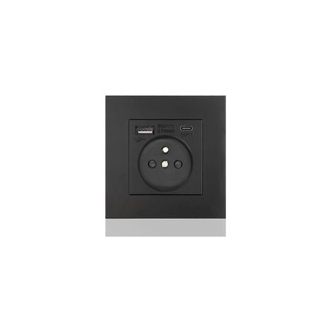 Panneau de prises Type-C + USB 16A – 2 prises – 1 port USB – 1 port Type-C – Installation facile – Design moderne et discret (1/5)