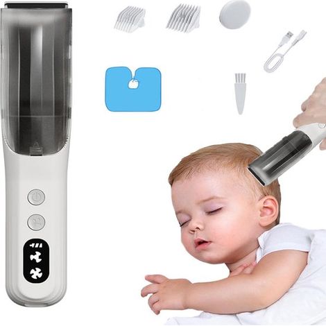 Tondeuse à cheveux silencieuse et étanche - Tête d'aspiration rechargeable - Sans fil et silencieuse - Convient aux enfants et aux adultes - Blanche (1/4)