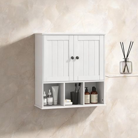 Meuble de salle de bain blanc en MDF 60 x 19,5 x 60 cm (1/5)