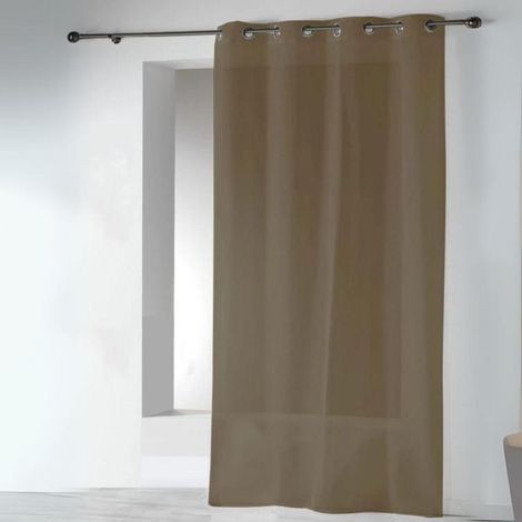 Voilages en Etamine Unie à Oeillets Taupe 140x240 cm