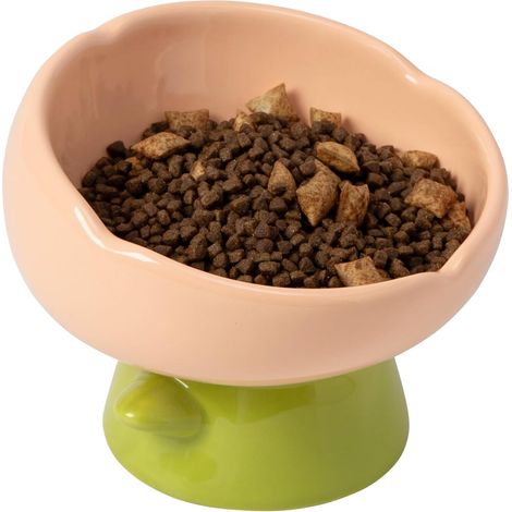Raised Cat Food Bowl Neck and Whisker Friendly Tulip Shape Elevated Design Ceramic (1/5)