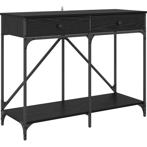 Maison Exclusive - Tavolo consolle con cassetto Rovere Nero 100 x 39 x 78,5 cm