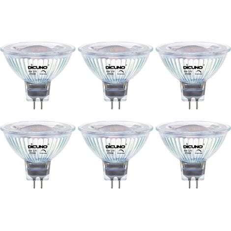 Ampoule LED GU5.3 MR16 Dimmable, 6W équivalent 60W, 12V Basse Tension, 420lm, Blanc chaud 2700K, Spot LED 40°, Ampoule GU5.3 encastrable, Éclairage intérieur, Lot de 6