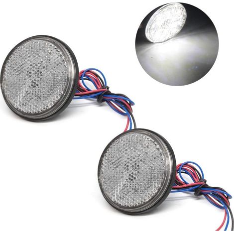 Ensemble de 2 réflecteurs LED pour moto, feux de remorque universels LED 24 V, feu arrière de remorque, étanche, feu stop (blanc) (1/5)