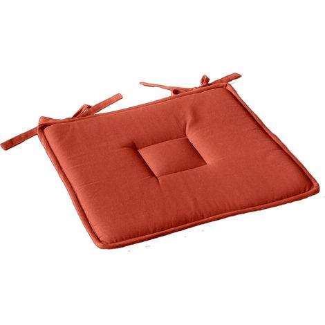 Galette plate unie avec passepoil et nouettes Brique 40x40 cm