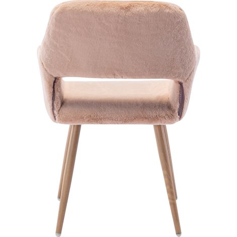 Sedia da pranzo 59x46x79 cm in metallo effetto legno beige, con braccioli - MEUBLIV (1/5)