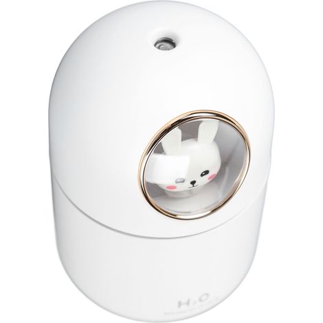 Humidificateur et diffuseur d'arômes, alimentation USB, capacité de 300 ml, arrêt automatique, décoration pour la maison ou le bureau, motif lapin blanc (1/5)