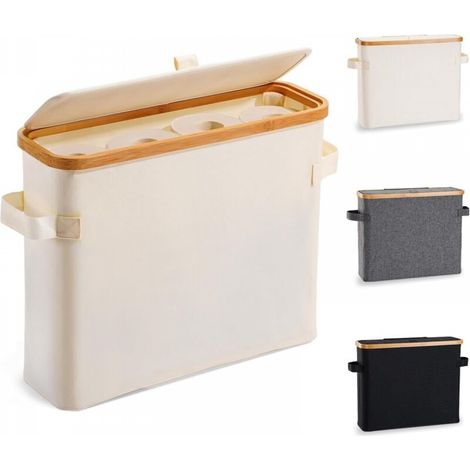 Un panier de rangement pour rouleau de papier toilette, blanc cassé, 451535cm, avec couvercle, pliable. (1/5)