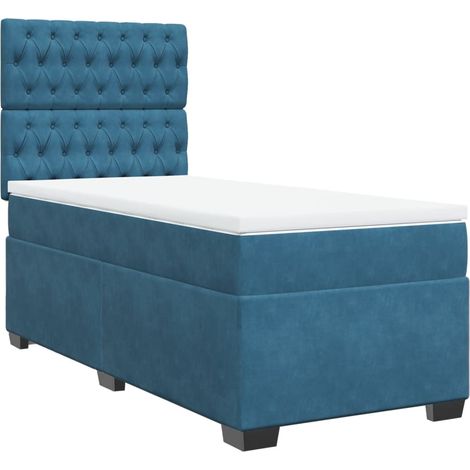 Giroletto a Molle con Materasso Blu 90x200 cm in Velluto vidaXL (1/5)