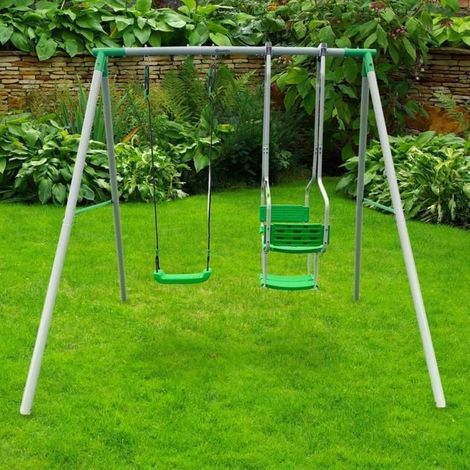 Área de Juegos 3 plazas - HYPERMOTION - Estructura de columpio - Acero pintado anti-UV - Carga máxima 200 kg (1/5)