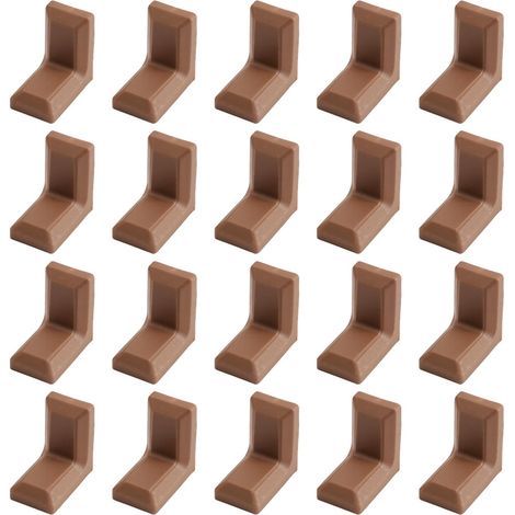 APEX Lot de 40 équerres d'angle en forme de L en acier galvanisé avec couvercle en plastique ABS blanc pour placard, armoire, étagère (marron) (1/5)