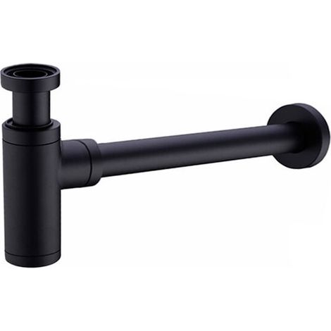 Laiton Siphon de Lavabo, Universel Syphon Design, Réglable Anti Odeur, Noir Mat, (1/5)