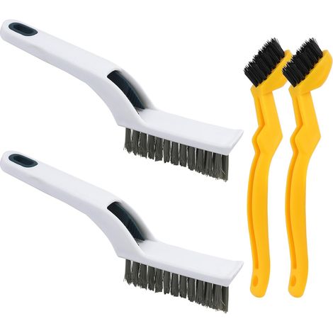 4 Pièces Brosse à Joints, Brosse Nettoyage, Brosse à Recurer, Brosse à Joint Carrelage, Brosse à Nettoyer Les Joints avec Forme en V et Design Mini, Brosse de Nettoyage pour la Maison (1/5)
