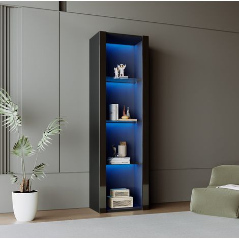 Schrank Vitrine aufbewahrung 55 38 166 cm Schwarz OKMYHOME (1/5)