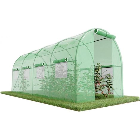 Serre tunnel 9m² – bâche armée 140g/m² indéchirable – 8 fenêtres de ventilation avec moustiquaire – porte zippée large – Eurospen (1/5)