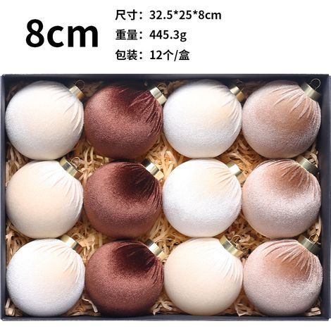 Décorations de Noël, coffret cadeau de 12 boules de Noël emballées dans du tissu (8 cm), ornements pour sapin de Noël de centre commercial