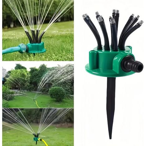 Arroseur de jardin automatique multi-têtes à 360 degrés, système d'arrosage de jardin de pelouse, outil d'irrigation de jardin, 9CM10CM, vert (1/5)