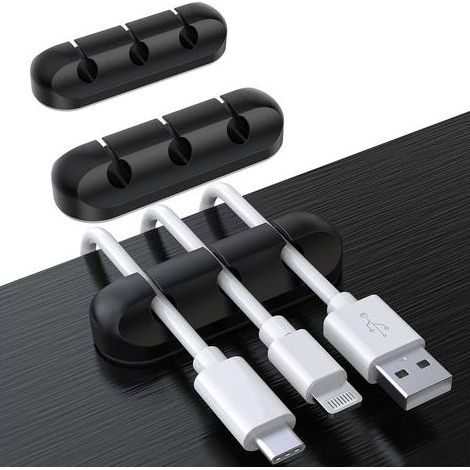 Clips Câble Organisateur Bureau, Lot de 3 Support de Câble, Organisateur de Cordon, Gestion des Cables, Câble Rangement pour USB Câbles de Chargeur/Souris/Écouteur/PC (1/5)