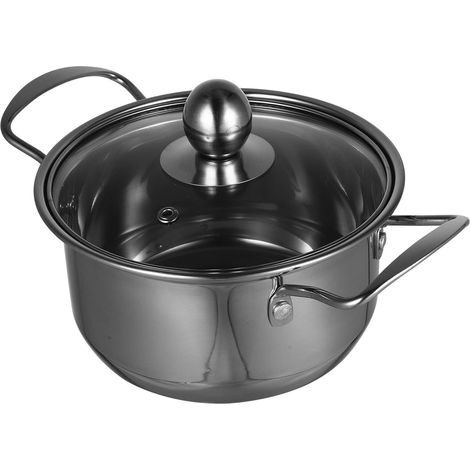 Casserole en inox avec couvercle, diamètre 14,5 cm, épaisse, 2 poignées pour une utilisation quotidienne (1/5)