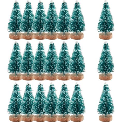 24 Pièces Sapins de Noël Décoration 5cm Mini Sapin de Noël Vert Petit Arbre de Noël Artificiel Bouteille Sapin de Noël avec Base en Bois pour Décoration de Table DIY Miniature Sapin Noël Déco Fête (1/5)