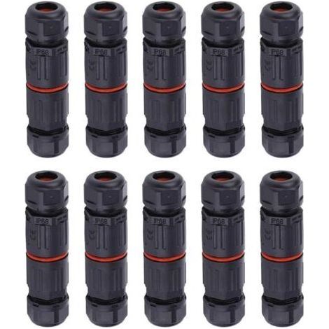 WHPPS 10 pièces IP68 étanche connecteur droit boîte de jonction fil électrique câble 3 broches connecteur extérieur prise prise bornier
