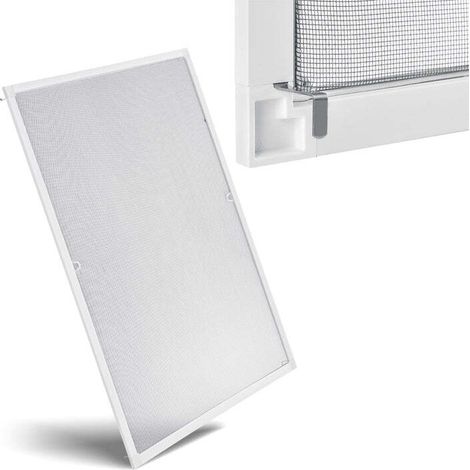 [GEBRAUCHT] B-Ware Fliegengitter Insektenschutz Aluminiumrahmen 100x120cm weiß für Fenster (1/2)