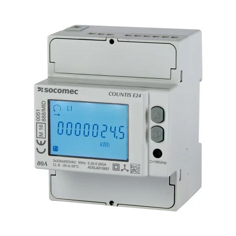 Socomec 48503051 Compteur d'énergie triphasé 80A Double tarif RS485 Modbus MID COUNTIS E24