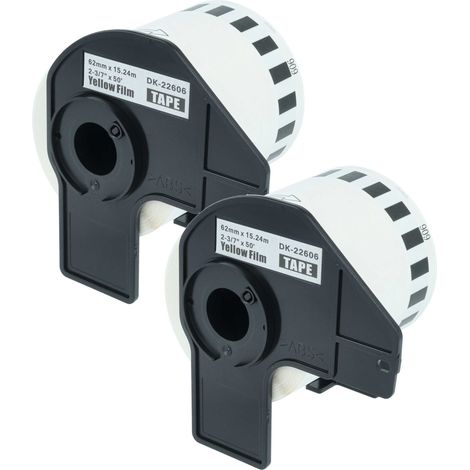 vhbw 2x Label Roll with Holder 62mm x 15.24m (1 Label) compatible with Brother PT QL-720 Label Maker - Premium Yellow (1/5)