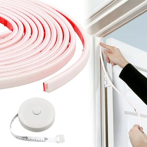 Joint Porte Entree, 6m Type D boudin de Porte Isolant Froid Avec un ruban à mesurer, Joint de Porte D'entrée en Caoutchouc Autocollante, pour Isolation Phonique Porte, Joint PortE(Blanc) (1/5)