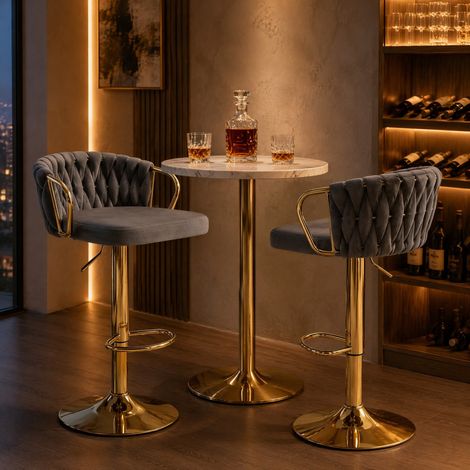 Barhocker 2er Set drehbar höhenverstellbar Samt OKMYHOME (1/5)