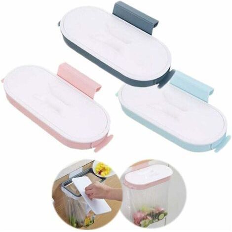 3 pcs Kitchen Trash Bag Holder, Kitchen Cabinet Trash Bag Holder Built-in Kitchen Trash Can Door, Garbage Rack Above Cabinet Door Basket Trash Bag Holder (1/4)