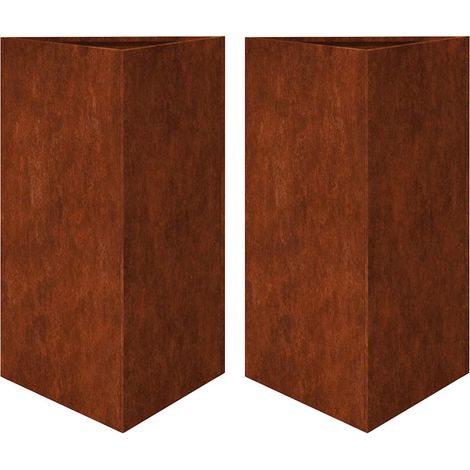 Jardinières 2 pcs  Bac à fleurs triangulaire acier résistant aux intempéries (1/5)