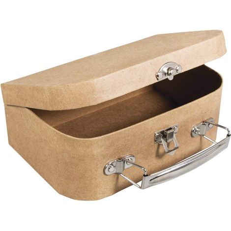 Rayher 67205000 cartapesta valigetta, Piccolo, 18 x 12 x 6.5 cm in cartapesta con robusta maniglia in metallo, per l' uso per bambini