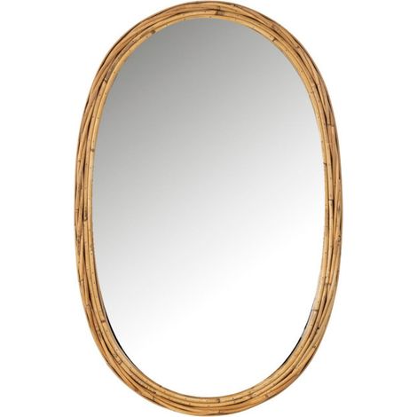 Miroir Mural Ovale en Rotin "Avocado" 95cm Naturel (1/2)