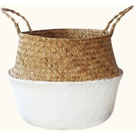 Pliable Panier de Rangement Osier Panier de Fleur Tressé Pliable Corbeille à Linge Sale Rond Osier, S PANIER A LINGE (1/4)