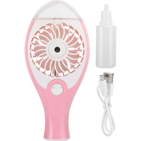 Vaporisateur Ventilateur Portable - Cadeau Enfant Élégant pour Été, Brumisateur Rafraîchissant Rose