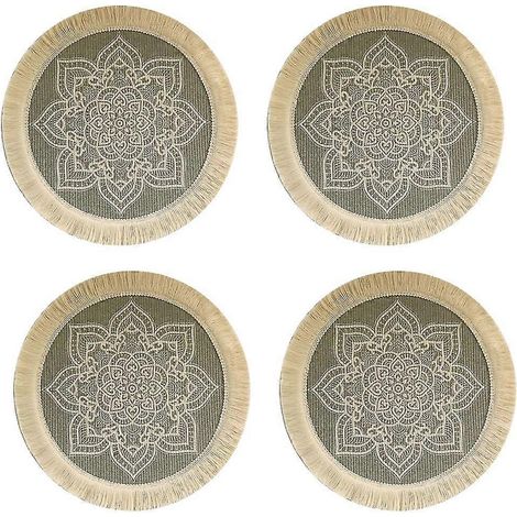 4pcs Napperon en coton tissé de style bohème, tampon d’isolation thermique, tapis de pot anti-brûlure, décor ménager (1/5)