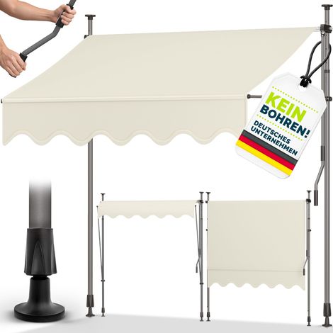 tillvex Tenda da sole per balconi, tenda da sole a braccio articolato, tenda da sole a morsetto, tenda da sole per balconi senza forare, sabbia 250 cm